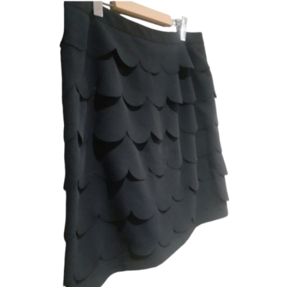 Cleo Women's Mini Skirt Black Scalloped Layers / Tiers Size 14 - Picture 4 of 5